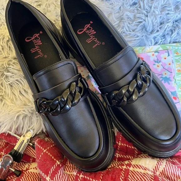 Jellypop Black UNA Chunky heel Loafers size 7 - Picture 4 of 10